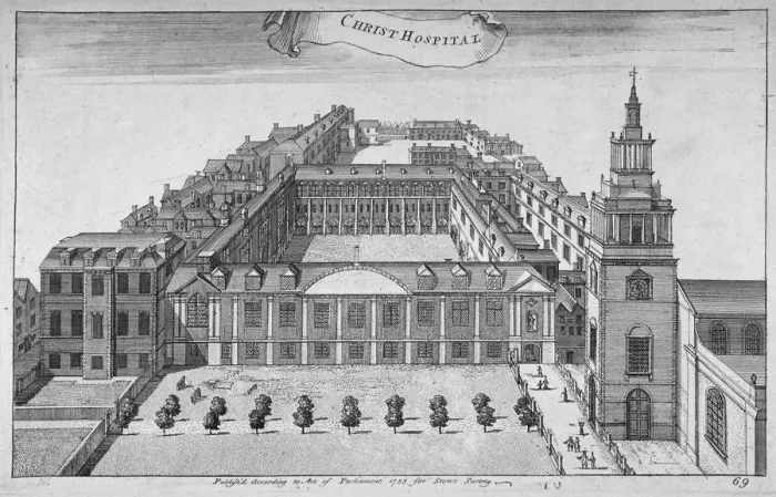 Framed Print : Christs Hospital, City of London, 1755. Artist: Benjamin Cole Framed Print : Christs Hospital, City of London, 1755. Artist: Benjamin Cole