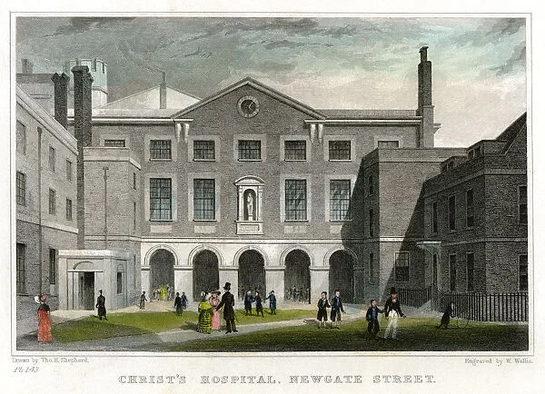 Christs Hospital School, Newgate Street, City of London, 1831. Artist: W Wallis