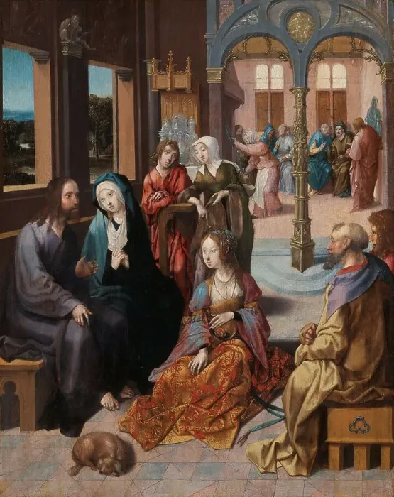 Framed Print : Christ's Second Visit to the House of Mary and Martha, c.1515-c.1520. Creator: Cornelius Engebrechtsz Framed Print : Christ's Second Visit to the House of Mary and Martha, c.1515-c.1520. Creator: Cornelius Engebrechtsz
