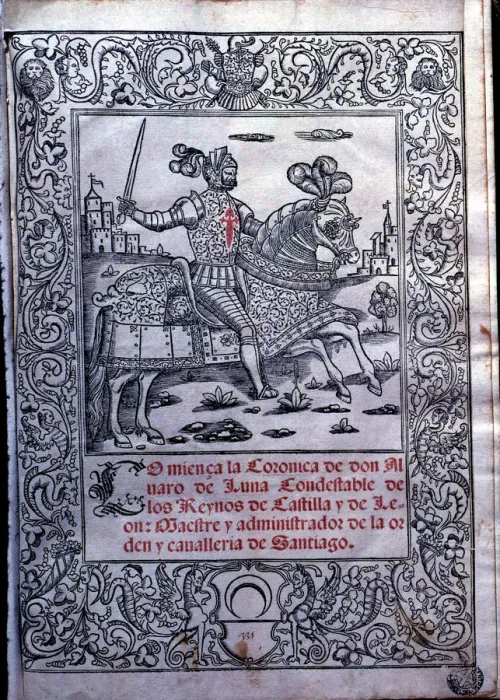 Framed Print : Chronicle of Don Alvaro de Luna, cover of the printed edition in Milan in 1546 Framed Print : Chronicle of Don Alvaro de Luna, cover of the printed edition in Milan in 1546