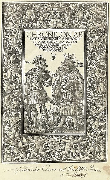 Chronicon Abbatis Urspergen, 1515. Creators: Daniel Hopfer, Burchard of Ursperg