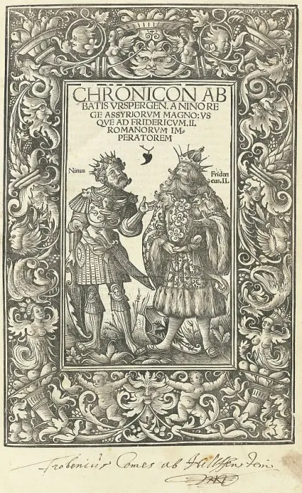 Framed Print : Chronicon Abbatis Urspergen, 1515. Creators: Daniel Hopfer, Burchard of Ursperg