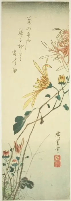 Framed Print : Chrysanthemums, c. 1840. Creator: Ando Hiroshige Framed Print : Chrysanthemums, c. 1840. Creator: Ando Hiroshige
