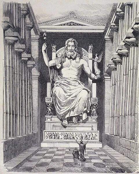 Chryselephantine statue of Zeus, built in year 471 BC, in the temple of Olympia, by Phidias