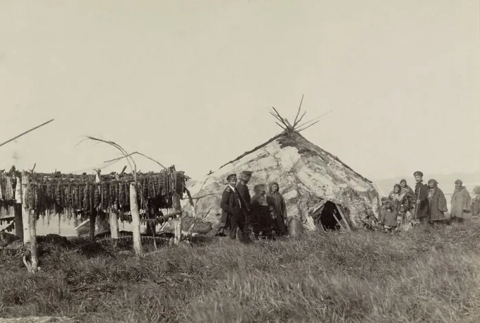 Framed Print : Chukchi Yurt and Fish-Curing, 1889. Creator: Unknown Framed Print : Chukchi Yurt and Fish-Curing, 1889. Creator: Unknown