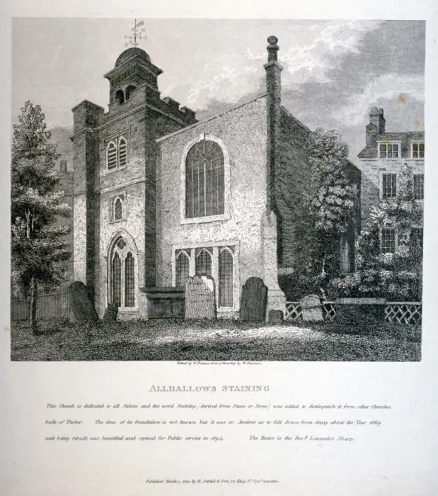 Framed Print : Church of All Hallows Staining, London, 1810. Artist: W Preston