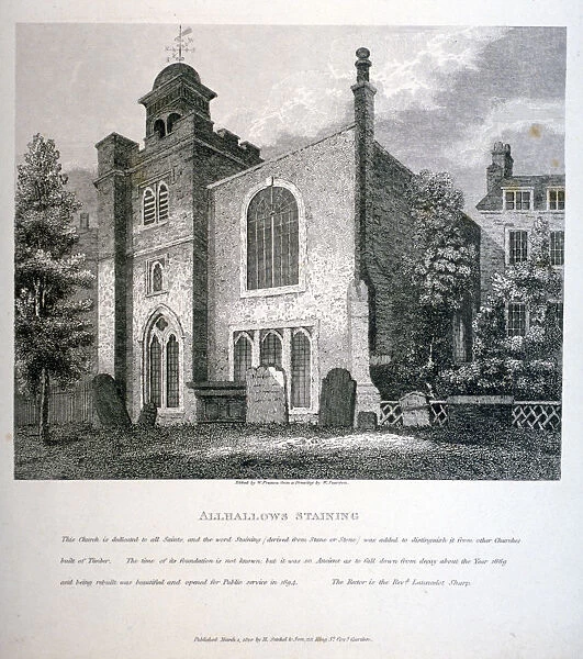 Church of All Hallows Staining, London, 1810. Artist: W Preston