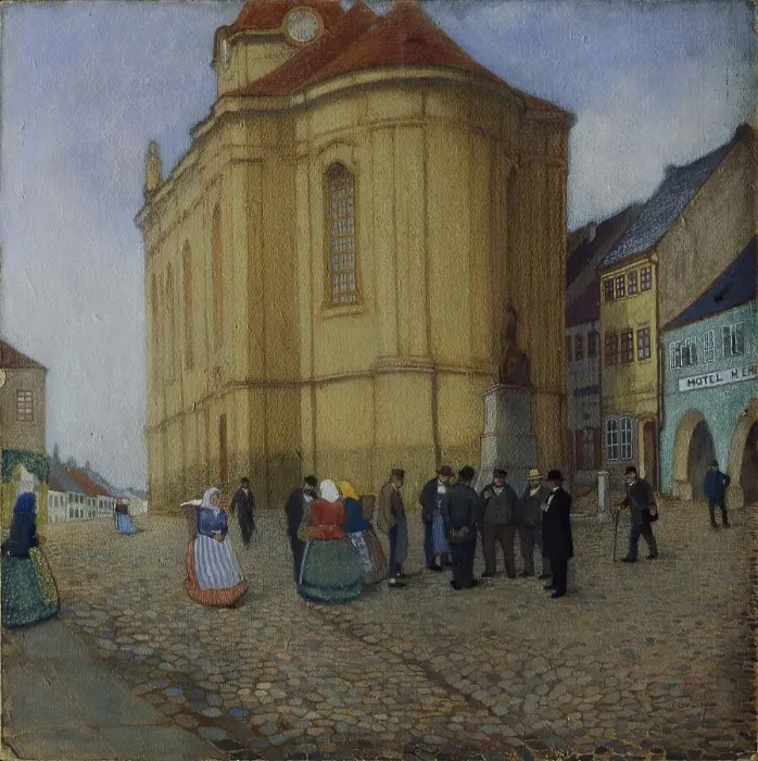Framed Print : Church in Auscha, 1901. Creator: Emil Orlik Framed Print : Church in Auscha, 1901. Creator: Emil Orlik
