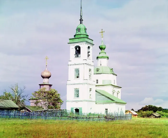 Framed Print : Church of the Blessed Mother of God [Belozersk, Russian Empire], 1909. Creator: Sergey Mikhaylovich Prokudin-Gorsky