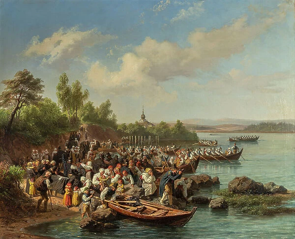 Church Boats at Leksand, 1860. Creator: Wallander, Josef Wilhelm (1821-1888)