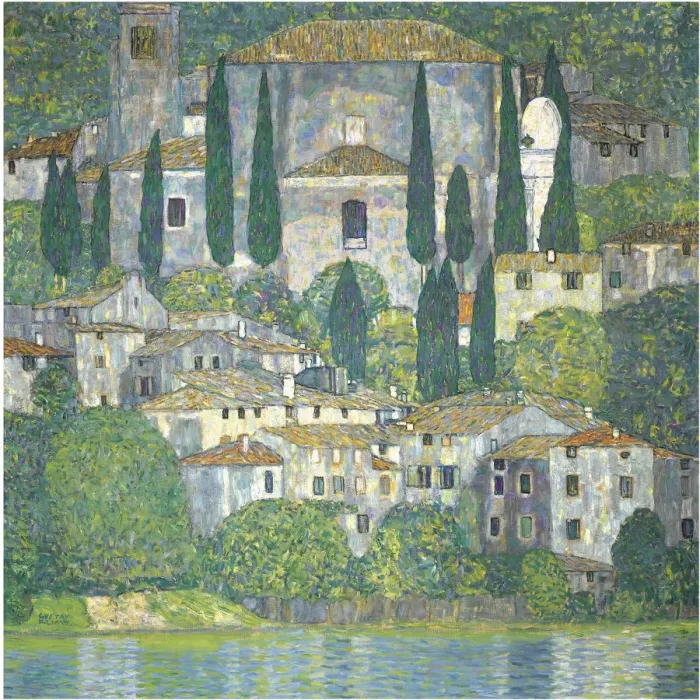 Framed Print : Church in Cassone (Landscape with Cypresses), 1913. Artist: Klimt, Gustav (1862-1918) Framed Print : Church in Cassone (Landscape with Cypresses), 1913. Artist: Klimt, Gustav (1862-1918)