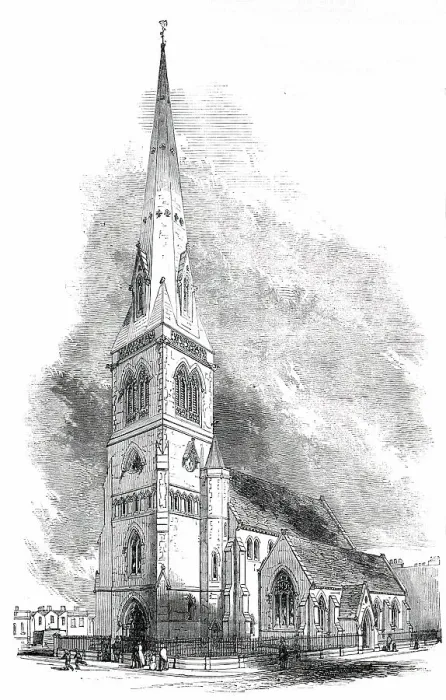 Framed Print : Church of the Holy Trinity, Haverstock Hill, Consecrated on Tuesday last, 1850. Creator: Unknown Framed Print : Church of the Holy Trinity, Haverstock Hill, Consecrated on Tuesday last, 1850. Creator: Unknown