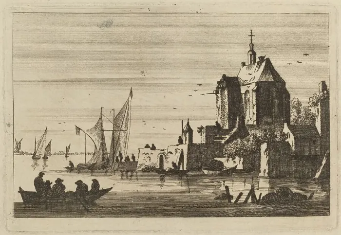 Framed Print : Church in an Inlet with Rowboat in the Foreground. Creator: Franz Edmund Weirotter Framed Print : Church in an Inlet with Rowboat in the Foreground. Creator: Franz Edmund Weirotter