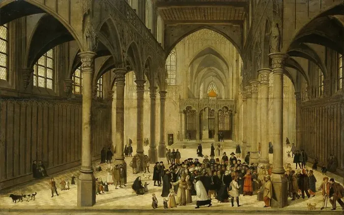 Framed Print : Church Interior with Christ Preaching to a Congregation, 1545-1570. Creator: Cornelis van Dalem Framed Print : Church Interior with Christ Preaching to a Congregation, 1545-1570. Creator: Cornelis van Dalem