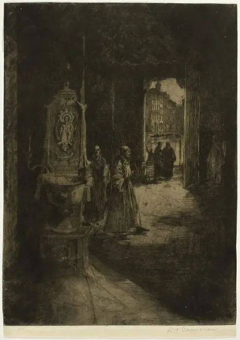 Framed Print : Church Interior, Venice, plate sixteen from the North Italian Set, 1896. Creator: David Young Cameron Framed Print : Church Interior, Venice, plate sixteen from the North Italian Set, 1896. Creator: David Young Cameron