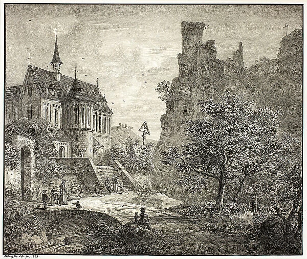 Church at Kobern on the Mosel, 1823. Creator: Domenico Quaglio II