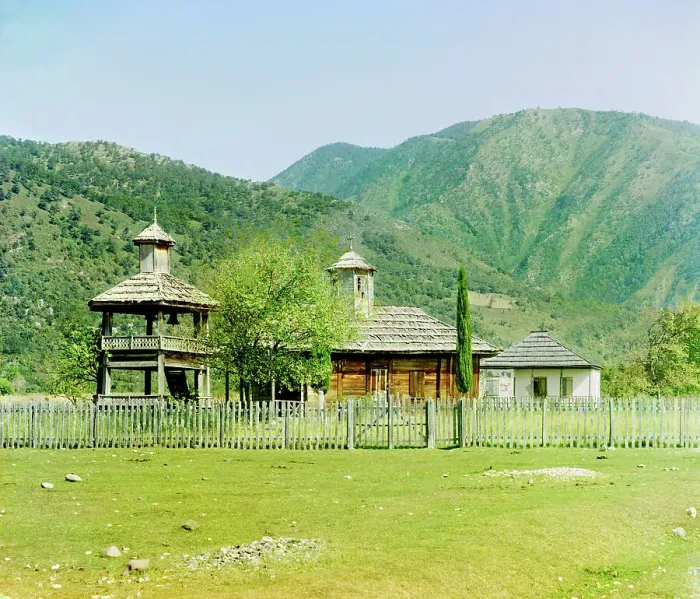 Framed Print : Church in Koldakhvary, eight versts from Gagra, between 1905 and 1915. Creator: Sergey Mikhaylovich Prokudin-Gorsky Framed Print : Church in Koldakhvary, eight versts from Gagra, between 1905 and 1915. Creator: Sergey Mikhaylovich Prokudin-Gorsky