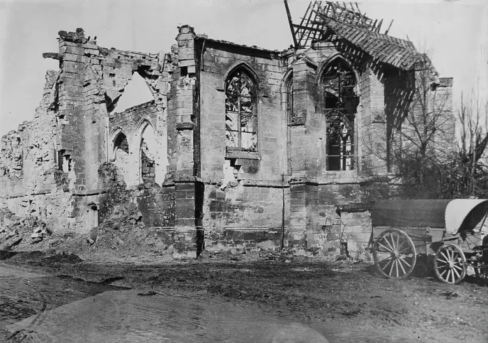 Framed Print : Church at Lassigny, between c1915 and c1920. Creator: Bain News Service Framed Print : Church at Lassigny, between c1915 and c1920. Creator: Bain News Service