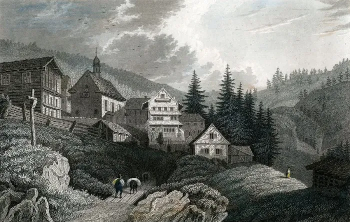 Framed Print : The Church Maria Schnee, Rigi, Switzerland, 1850. Artist: Martini Framed Print : The Church Maria Schnee, Rigi, Switzerland, 1850. Artist: Martini