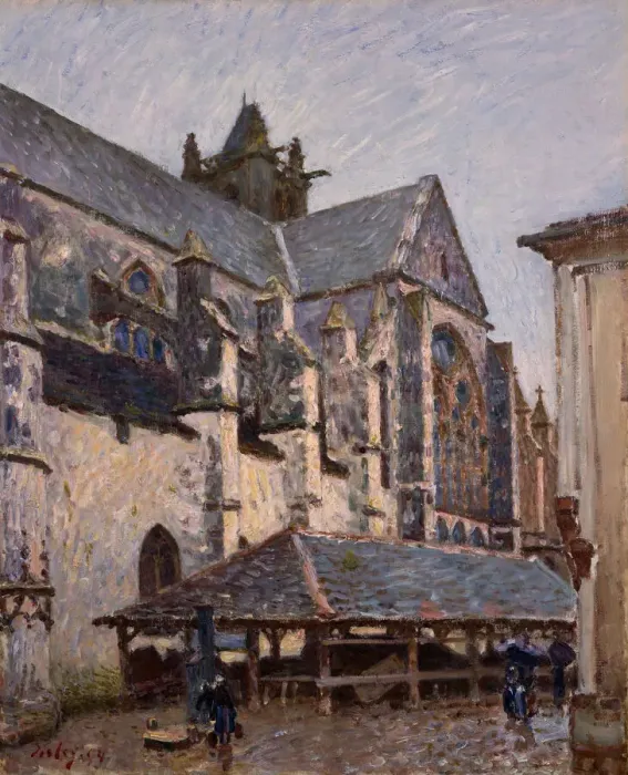 Framed Print : The Church at Moret in the Rain, 1894. Creator: Alfred Sisley Framed Print : The Church at Moret in the Rain, 1894. Creator: Alfred Sisley