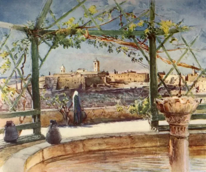 Framed Print : Church of the Nativity at Bethlehem from a Garden on the Opposite Hill, 1902. Creator Framed Print : Church of the Nativity at Bethlehem from a Garden on the Opposite Hill, 1902. Creator