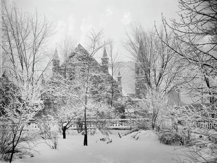 Framed Print : Church near Grand River Avenue in snow, Detroit, Mich. between 1900 and 1905. Creator: Unknown Framed Print : Church near Grand River Avenue in snow, Detroit, Mich. between 1900 and 1905. Creator: Unknown