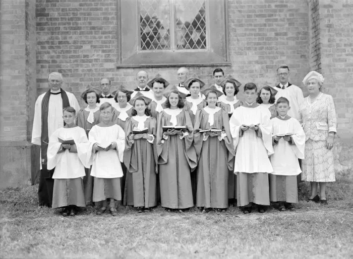 Framed Print : Church officials and choir, (Isle of Wight?), c1935. Creator: Kirk & Sons of Cowes Framed Print : Church officials and choir, (Isle of Wight?), c1935. Creator: Kirk & Sons of Cowes