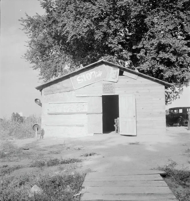 Framed Print : Church in Oklahoma County, Elm Grove, Oklahoma, 1936. Creator: Dorothea Lange Framed Print : Church in Oklahoma County, Elm Grove, Oklahoma, 1936. Creator: Dorothea Lange