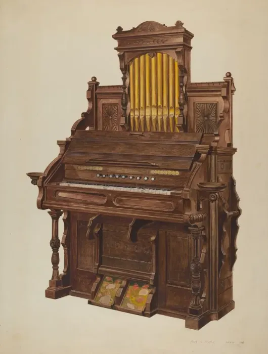 Framed Print : Church Organ, c. 1939. Creator: Amos C. Brinton Framed Print : Church Organ, c. 1939. Creator: Amos C. Brinton