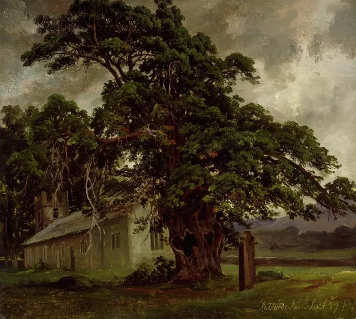 Framed Print : The Church in Patterdale, 1837. Creator: Thomas Fearnley Framed Print : The Church in Patterdale, 1837. Creator: Thomas Fearnley