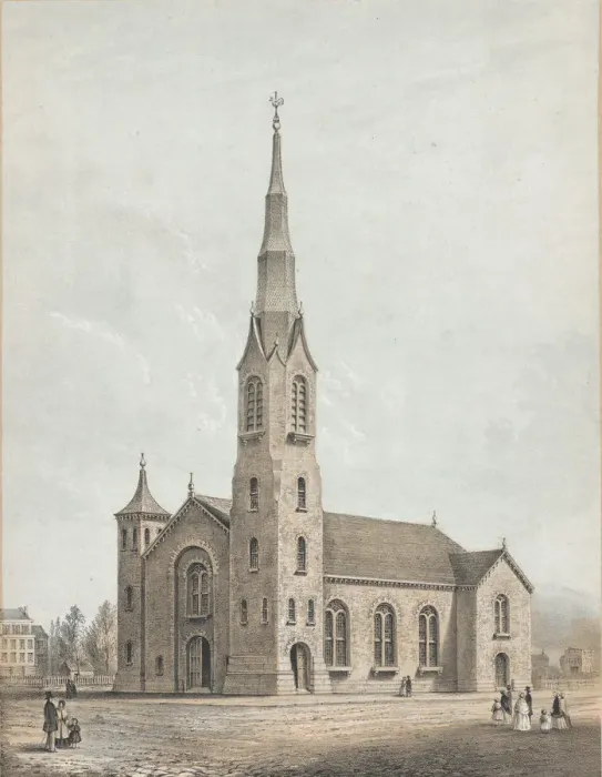 Framed Print : Church of the Pilgrims, Brooklyn, New York, 1844. Creator: Frances Flora Bond Palmer Framed Print : Church of the Pilgrims, Brooklyn, New York, 1844. Creator: Frances Flora Bond Palmer