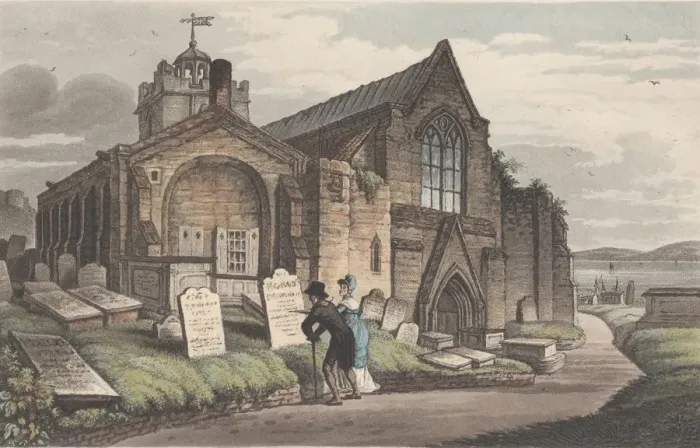 Framed Print : The Church, from Poetical Sketches of Scarborough, 1813. 1813 Framed Print : The Church, from Poetical Sketches of Scarborough, 1813. 1813