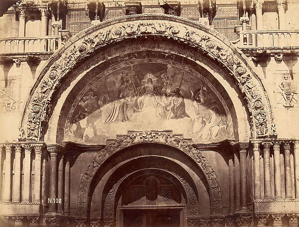 Church Portal with Mosaic of Christ Enthroned in Majesty, 1880s. Creator: Unknown
