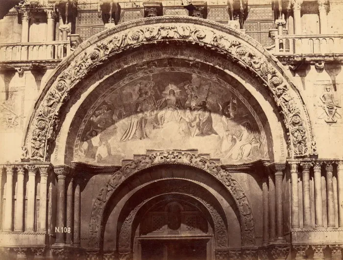 Framed Print : Church Portal with Mosaic of Christ Enthroned in Majesty, 1880s. Creator: Unknown Framed Print : Church Portal with Mosaic of Christ Enthroned in Majesty, 1880s. Creator: Unknown