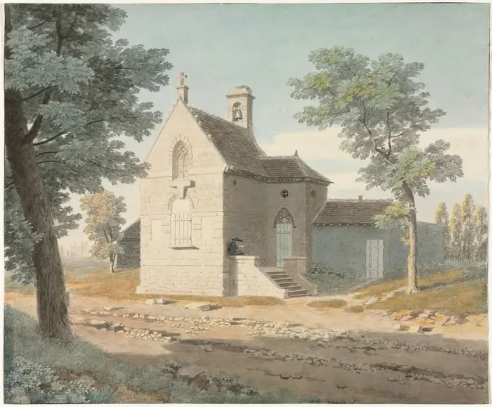Framed Print : Church by a Road, late 1700s-1800s. Creator: Jean Lubin Vauzelle (French, 1776-aft 1837) Framed Print : Church by a Road, late 1700s-1800s. Creator: Jean Lubin Vauzelle (French, 1776-aft 1837)