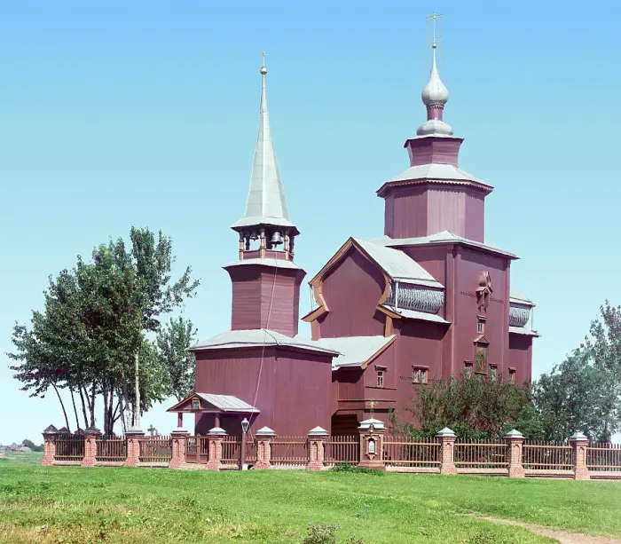 Framed Print : Church of Saint John the Theologian, on Ishna. View from the south, 1911. Creator: Sergey Mikhaylovich Prokudin-Gorsky Framed Print : Church of Saint John the Theologian, on Ishna. View from the south, 1911. Creator: Sergey Mikhaylovich Prokudin-Gorsky