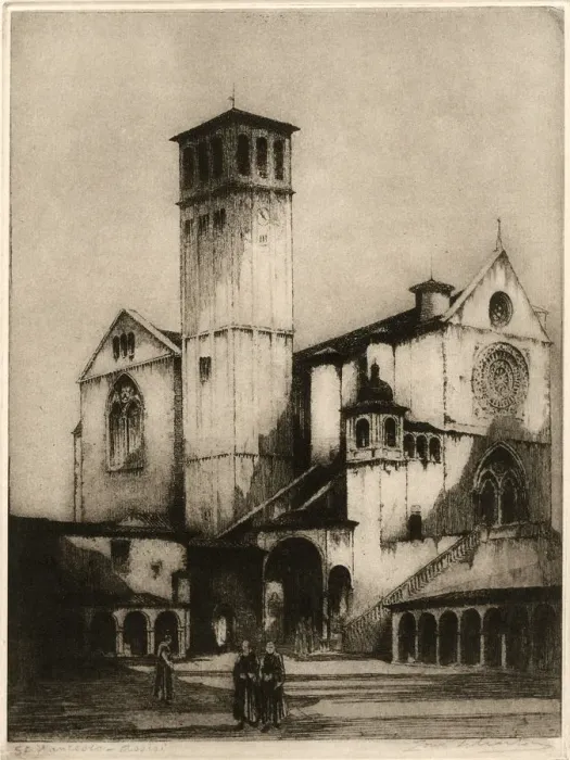 Framed Print : The Church of San Francesco, Assisi, Italy, 1926. Artist: Louis Wherter Framed Print : The Church of San Francesco, Assisi, Italy, 1926. Artist: Louis Wherter