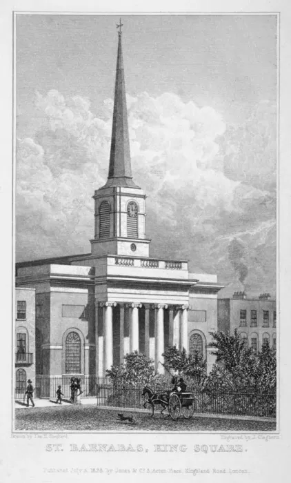 Framed Print : Church of St Barnabas, King Square, Bunhill Fields, Finsbury, London, 1828. Artist Framed Print : Church of St Barnabas, King Square, Bunhill Fields, Finsbury, London, 1828. Artist