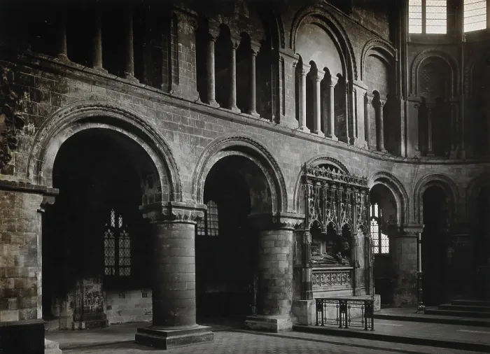 Framed Print : The church of St Bartholomew the Great: interior view showing a corner of the ground floor, 1902. Creator: Rev CF Fison Framed Print : The church of St Bartholomew the Great: interior view showing a corner of the ground floor, 1902. Creator: Rev CF Fison