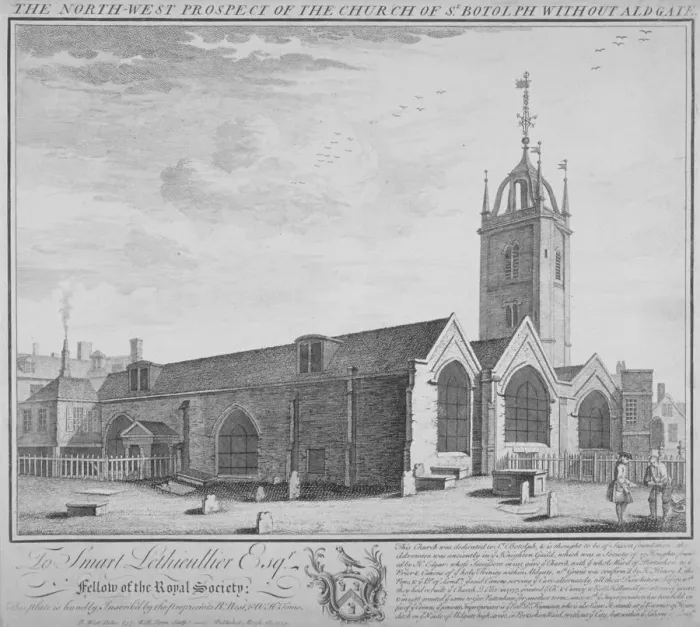 Framed Print : Church of St Botolph, Aldgate, City of London, 1739. Artist: William Henry Toms Framed Print : Church of St Botolph, Aldgate, City of London, 1739. Artist: William Henry Toms