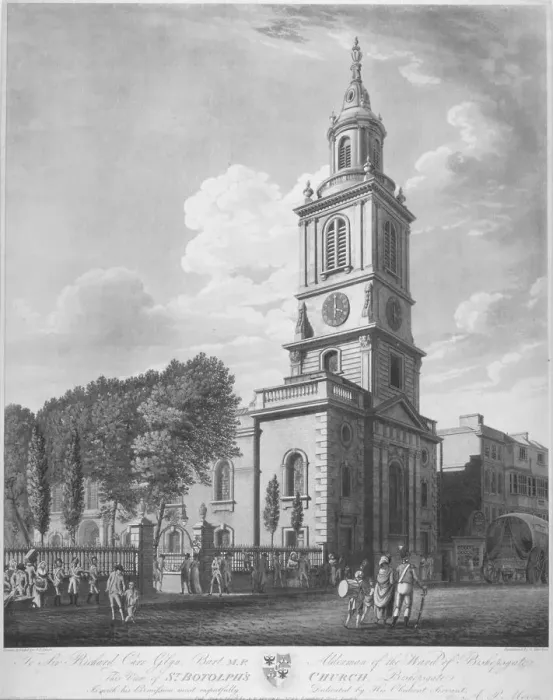 Framed Print : Church of St Botolph without Bishopsgate, City of London, 1802. Artist: George Hawkins Framed Print : Church of St Botolph without Bishopsgate, City of London, 1802. Artist: George Hawkins