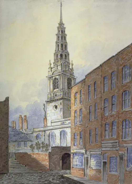 Framed Print : Church of St Bride, Fleet Street, City of London, c1815. Artist: William Pearson Framed Print : Church of St Bride, Fleet Street, City of London, c1815. Artist: William Pearson