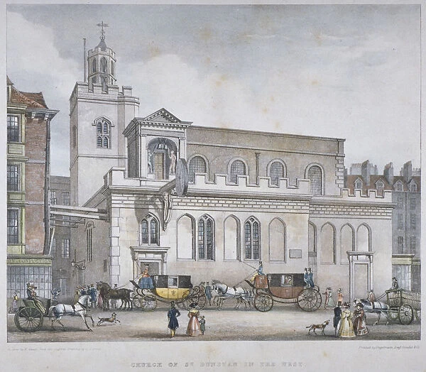 Church of St Dunstan in the West, Fleet Street, City of London, 1829. Artist: W Ganci