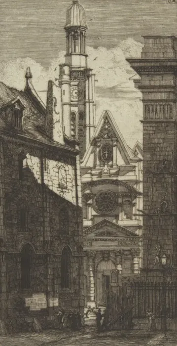 Framed Print : The Church of St. Etienne-du-Mont, Paris, 1852. Creator: Charles Meryon Framed Print : The Church of St. Etienne-du-Mont, Paris, 1852. Creator: Charles Meryon