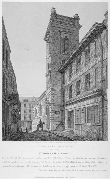 Framed Print : Church of St George Botolph Lane, at the south-east corner of George Lane, City of London, 1814 Framed Print : Church of St George Botolph Lane, at the south-east corner of George Lane, City of London, 1814