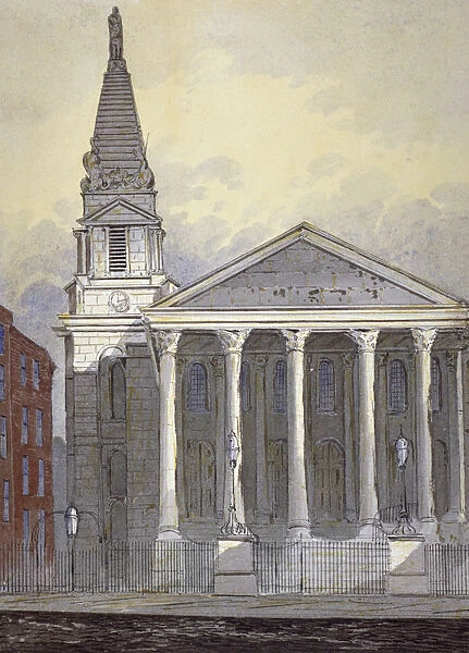 Church of St George, Hart Street, Bloomsbury, London, c1815. Artist: William Pearson