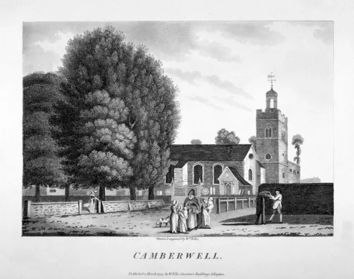 Framed Print : Church of St Giles, Camberwell, London, 1792 Framed Print : Church of St Giles, Camberwell, London, 1792