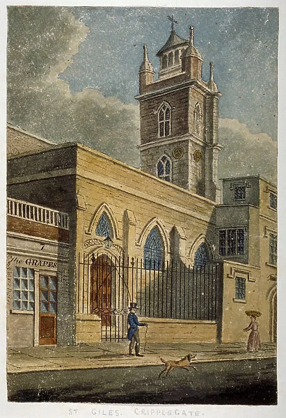 Church of St Giles without Cripplegate, City of London, 1830