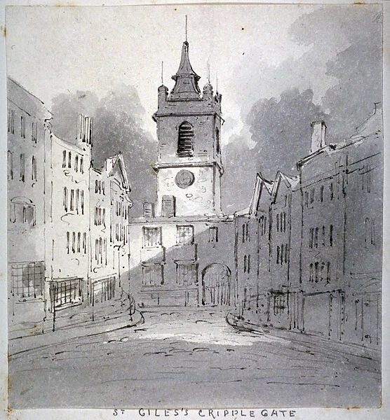 Church of St Giles without Cripplegate from Fore Street, City of London, 1790. Artist