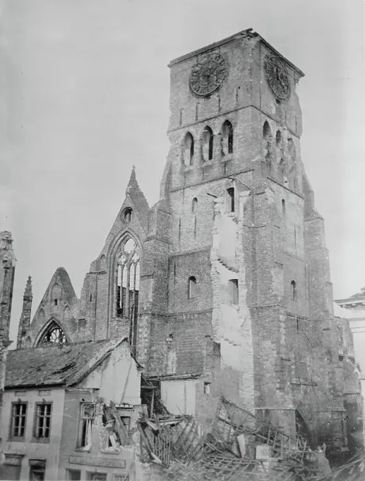 Framed Print : Church of St. Jean, Dixmude, between c1914 and c1915. Creator: Bain News Service Framed Print : Church of St. Jean, Dixmude, between c1914 and c1915. Creator: Bain News Service